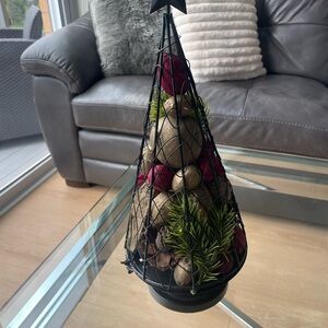 Decorative Wire Cone with Red and Green Accents